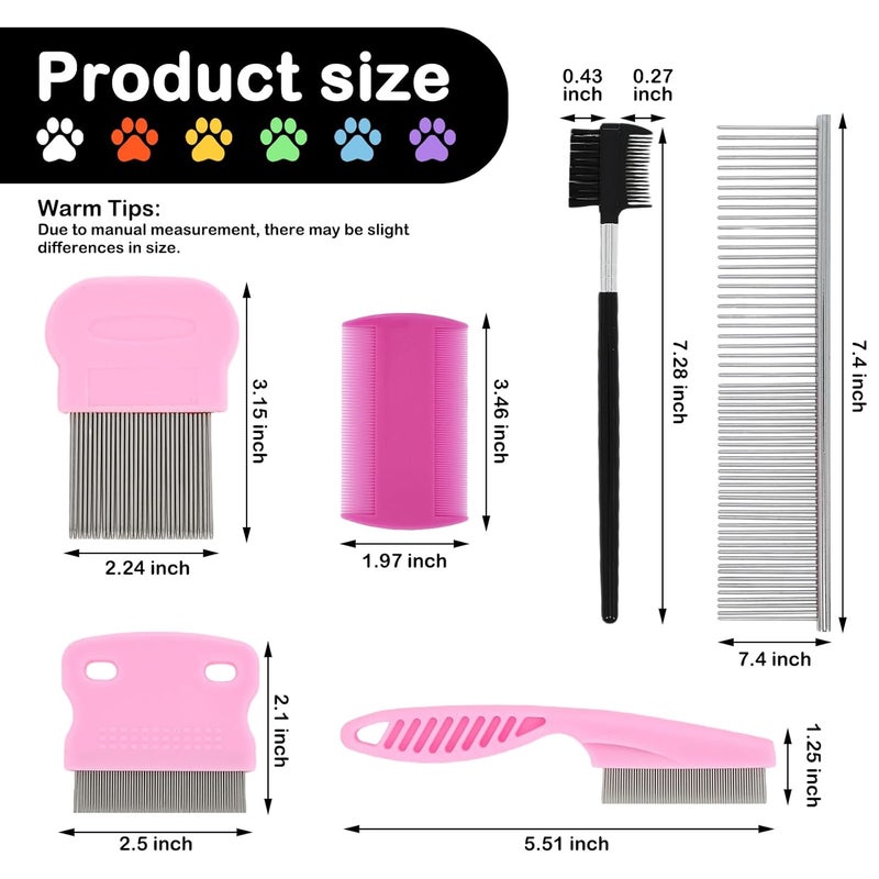 IToolco Lice Comb, 12 Pcs Dandruff Combs, Hair Double Sided Fine Tooth Combs with Metal Teeth, Stainless Steel Louse and Nit combs, Dematting Comb for Dogs Cats for Small, Medium & Large Pets - Image 2